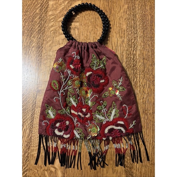 Spiegel Details Handbags - Vintage Y2K Spiegel Details Beaded Floral Fringe Evening Bag